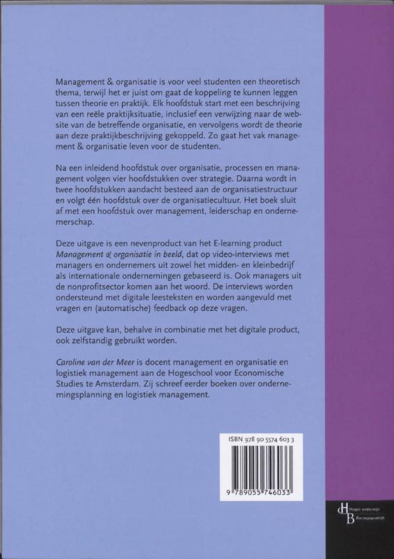 Achterkant van Basisboek Management & organisatie in beeld