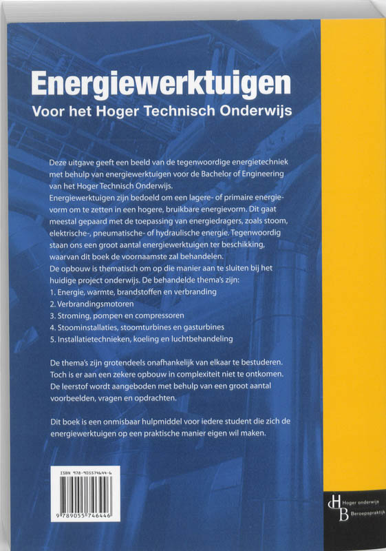 Achterkant van Energiewerktuigen voor het Hoger Technisch Onderwijs