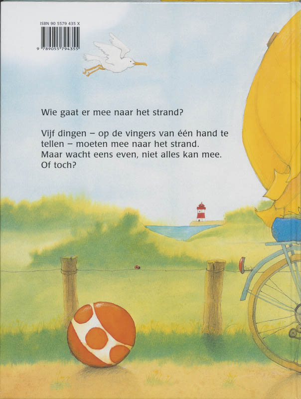 Achterkant van Wie gaat er mee naar het strand?