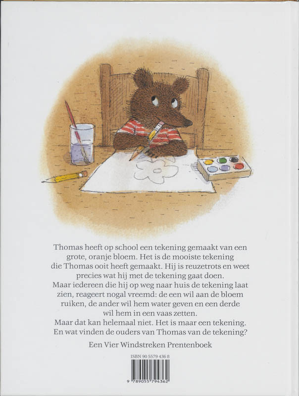 Achterkant van De tekening van Thomas