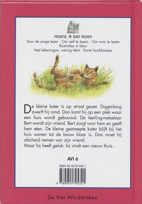 Achterkant van Veel geluk, kleine kater!