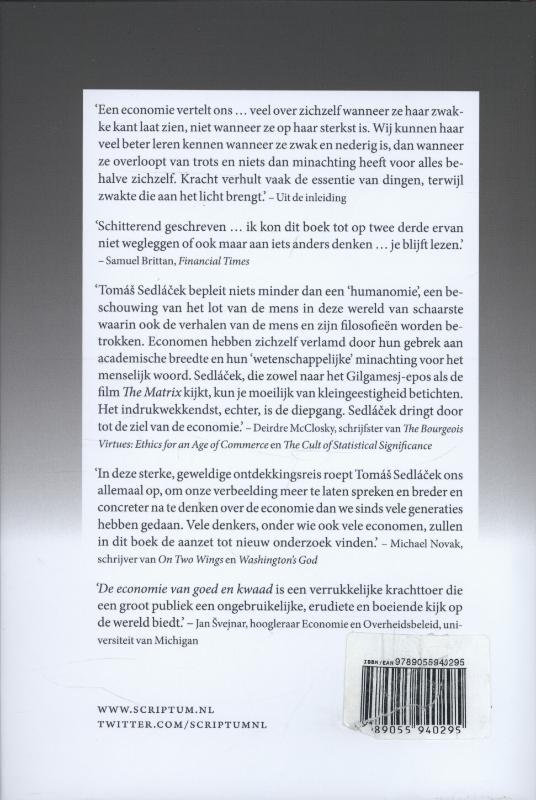 Achterkant van De economie van goed en kwaad