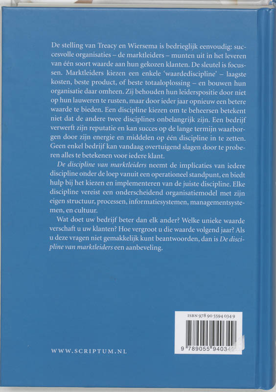 Achterkant van De discipline van marktleiders