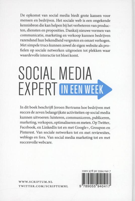 Achterkant van Social media expert in een week