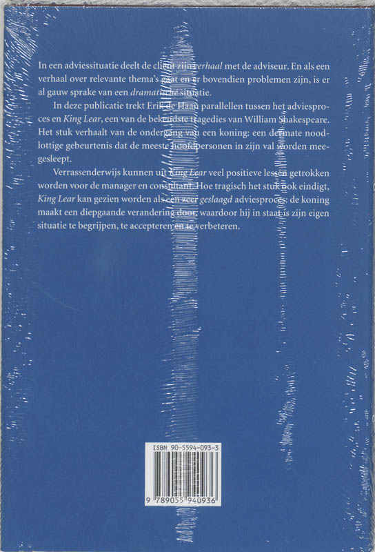 Achterkant van King Lear voor adviseurs en managers