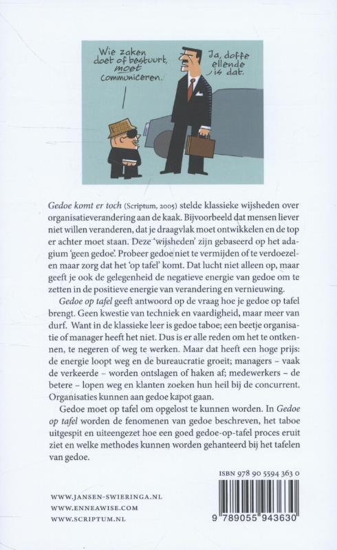 Achterkant van Gedoe op tafel