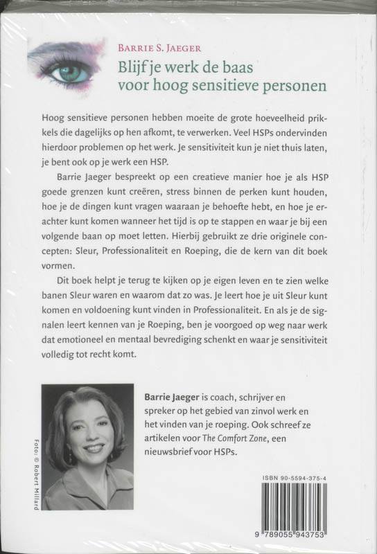 Achterkant van Blijf je werk de baas voor hoog sensitieve personen