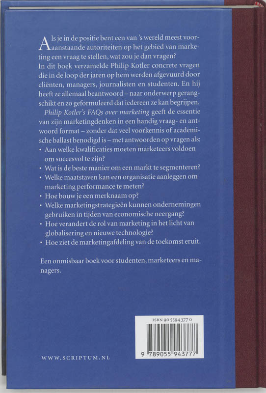 Achterkant van FAQs over marketing
