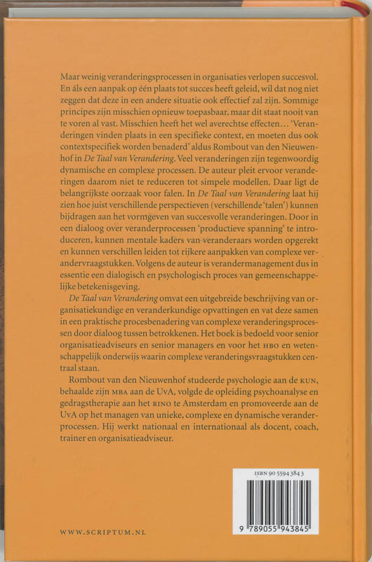 Achterkant van De taal van verandering