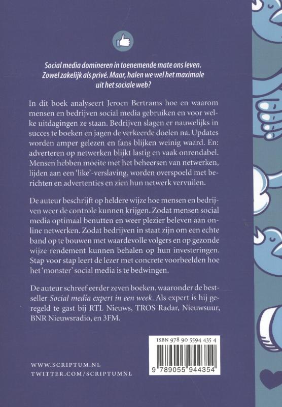 Achterkant van Bedwing het monster social media