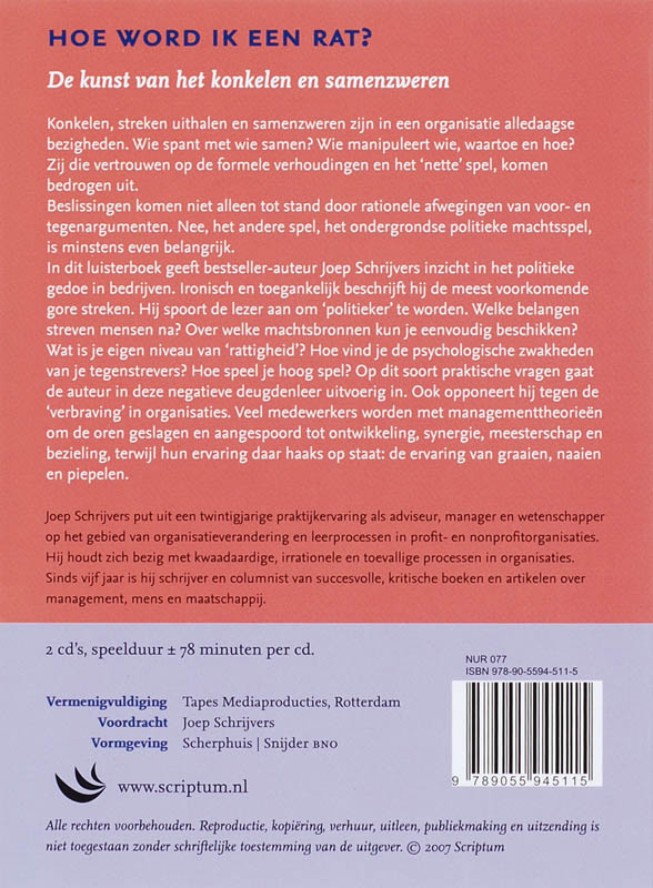 Achterkant van Hoe word ik een rat?