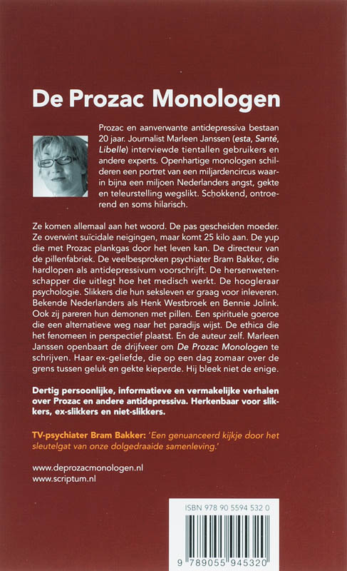 Achterkant van De Prozac Monologen