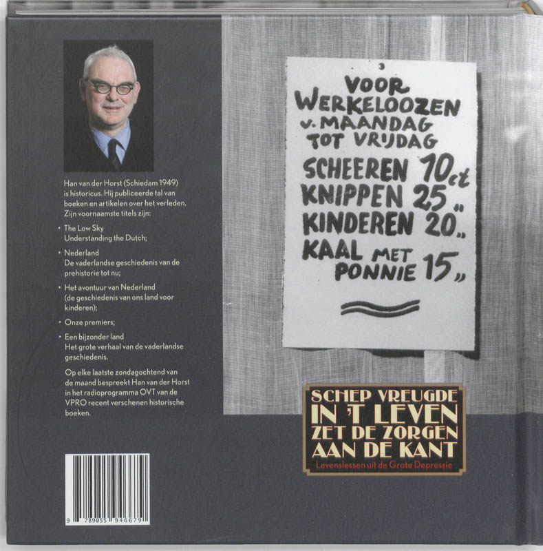 Achterkant van Schep vreugde in 't leven, zet de zorgen aan de kant