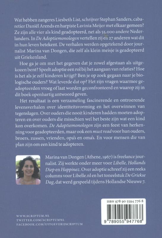 Achterkant van De adoptiemonologen