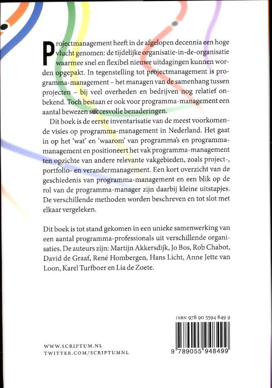 Achterkant van Keuzemenu programmamanagement