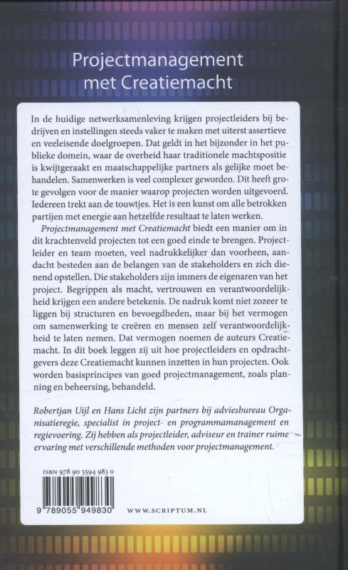 Achterkant van Projectmanagement met creatiemacht