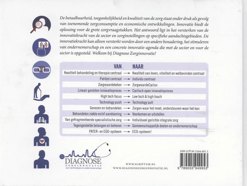 Achterkant van Diagnose zorginnovatie; de essentie