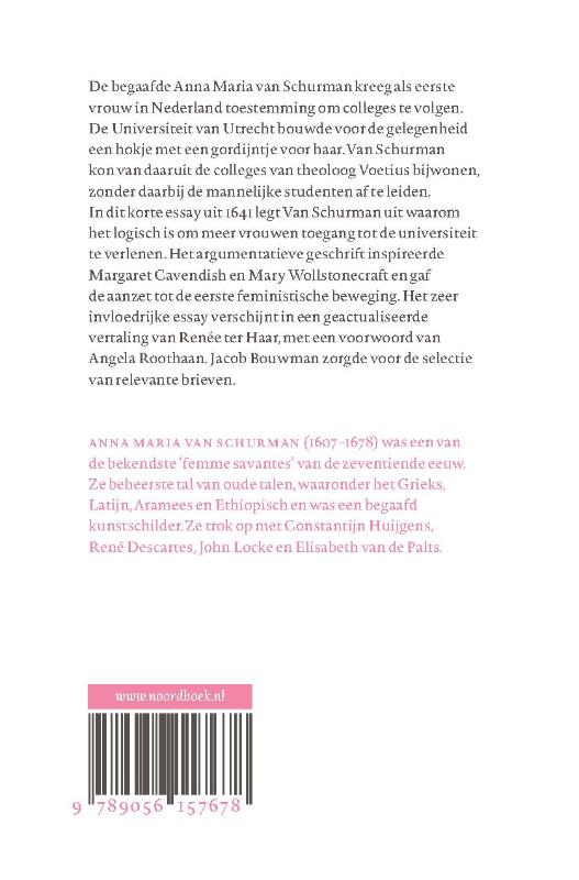 Achterkant van Verhandeling over de aanleg van vrouwen voor de wetenschap