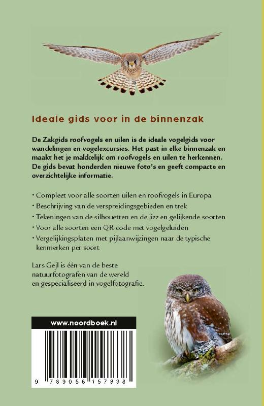 Achterkant van Zakgids roofvogels en uilen