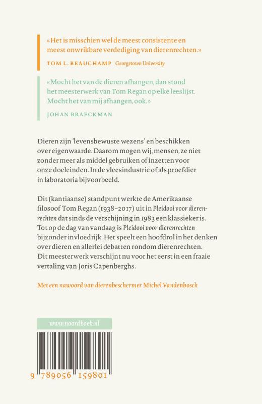 Achterkant van Pleidooi voor dierenrechten