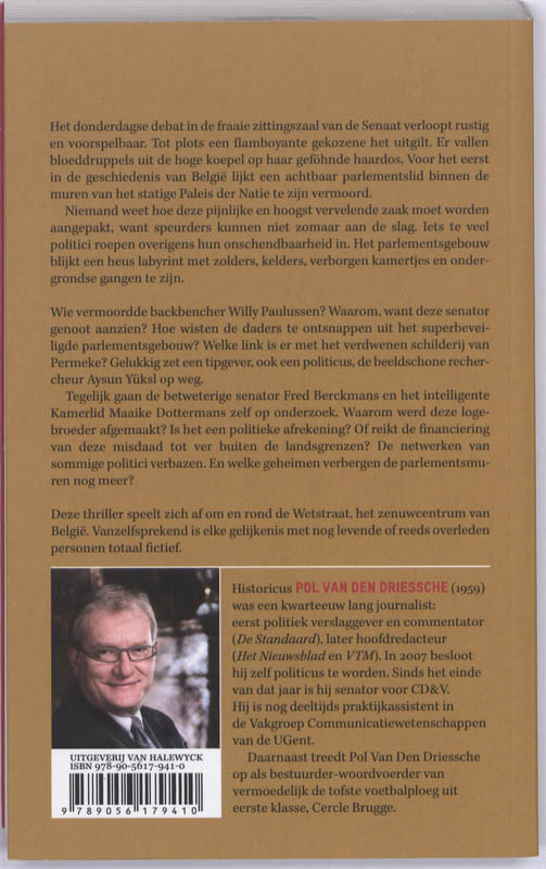 Achterkant van Moord in de senaat