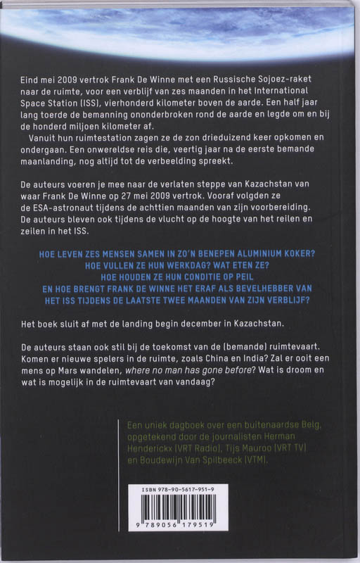 Achterkant van Het ruimtedagboek van Frank De Winne