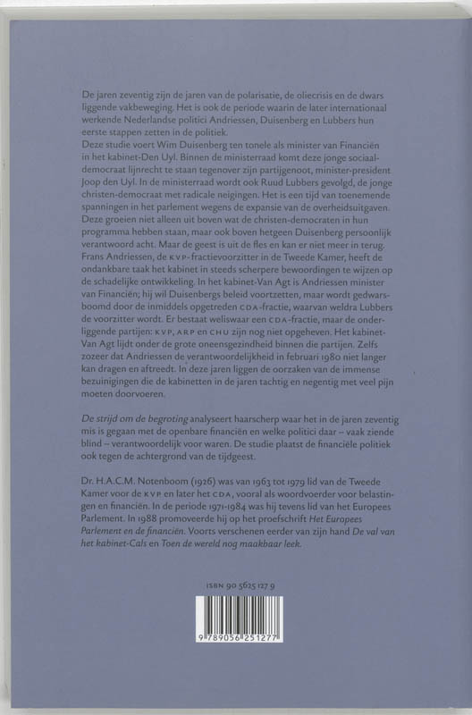 Achterkant van De strijd om de begroting