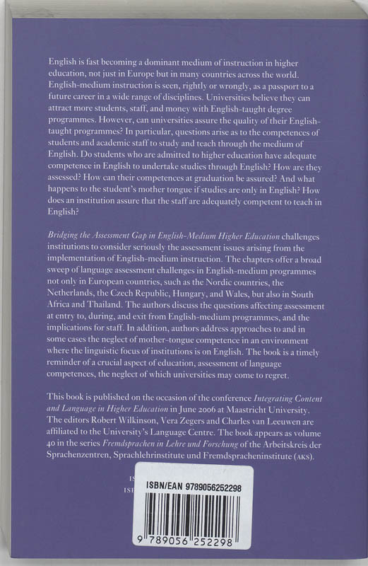 Achterkant van Bridging the Assessment Gap in English-Medium Higher Education
