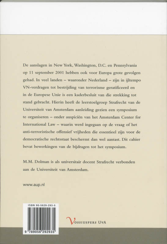 Achterkant van Terrorisme, Europa en strafrecht