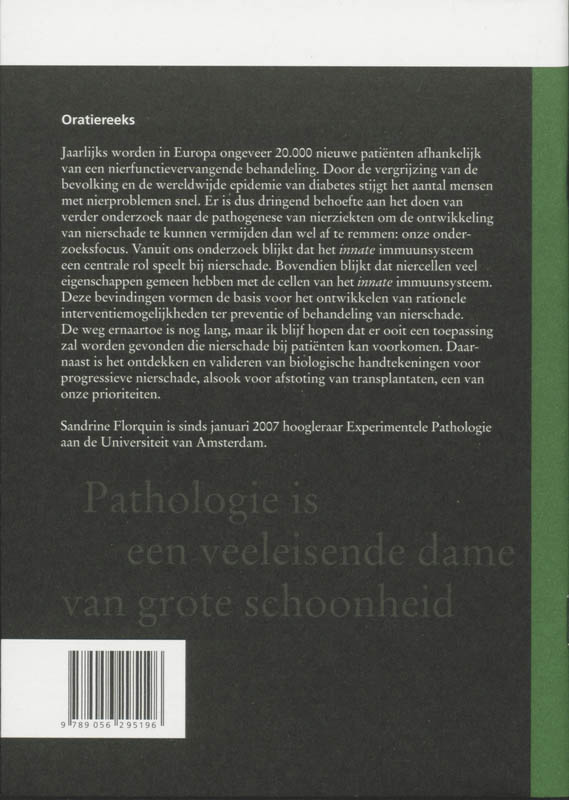 Achterkant van Pathologie is een veeleisende dame van grote schoonheid