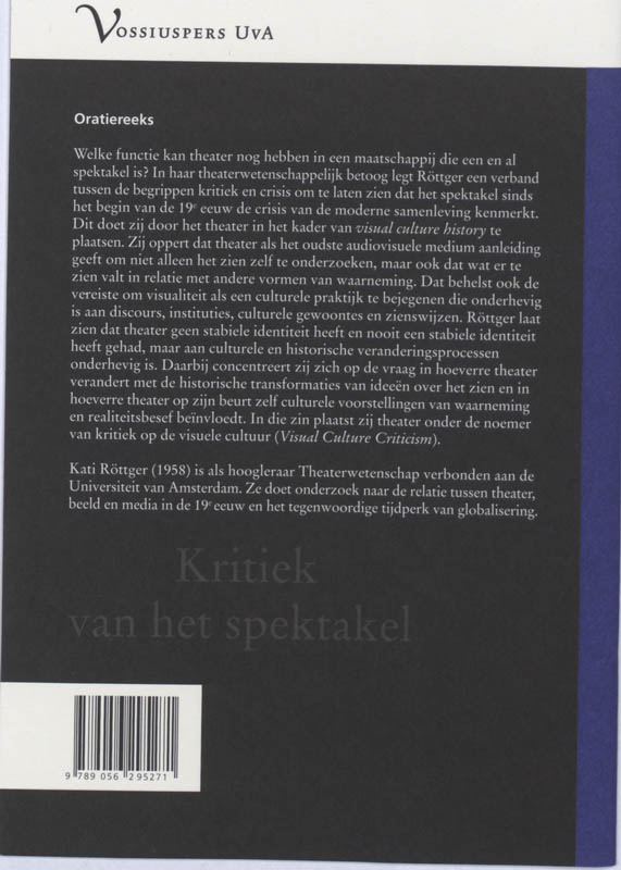 Achterkant van Kritiek van het spektakel
