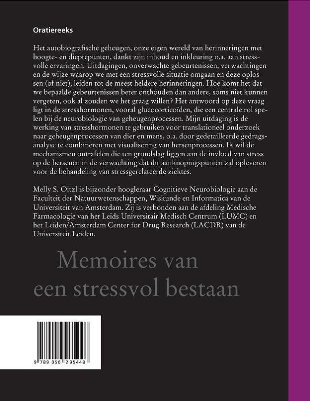 Achterkant van Memoires van een stressvol bestaan