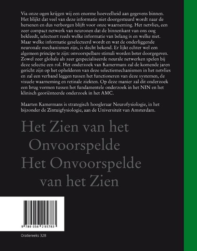 Achterkant van Het Zien van het Onvoorspelde - Het Onvoorspelde van het Zien