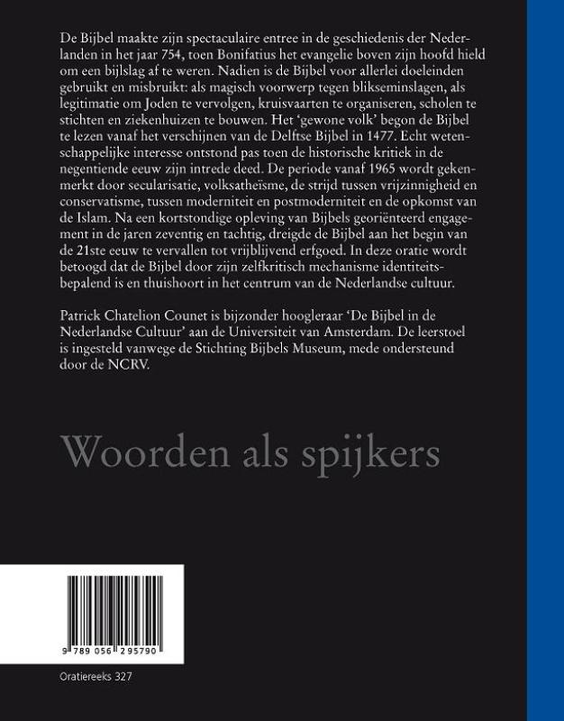 Achterkant van Woorden als spijkers