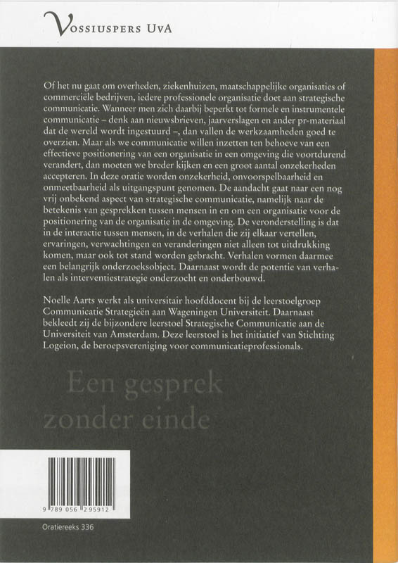 Achterkant van Een gesprek zonder einde