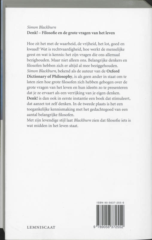 Achterkant van Denk!