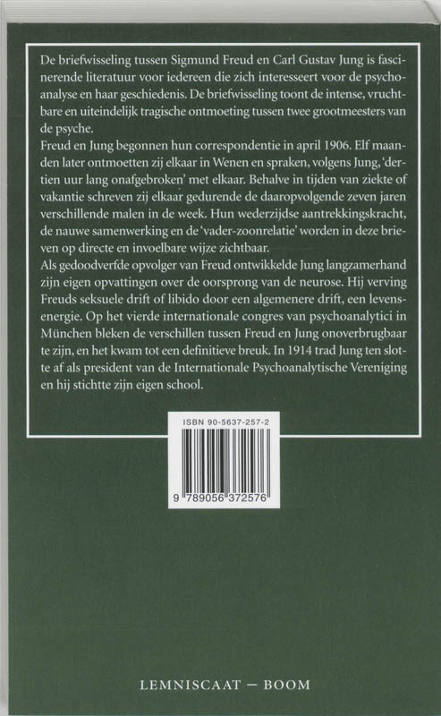 Achterkant van Sigmund Freud, Carl Gustav Jung, brieven