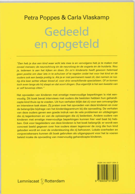 Achterkant van Gedeeld en opgeteld