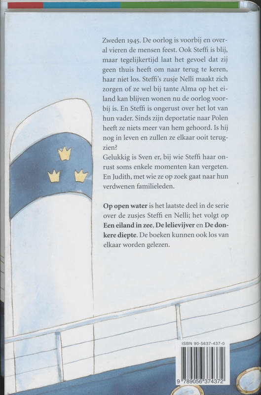 Achterkant van Op open water