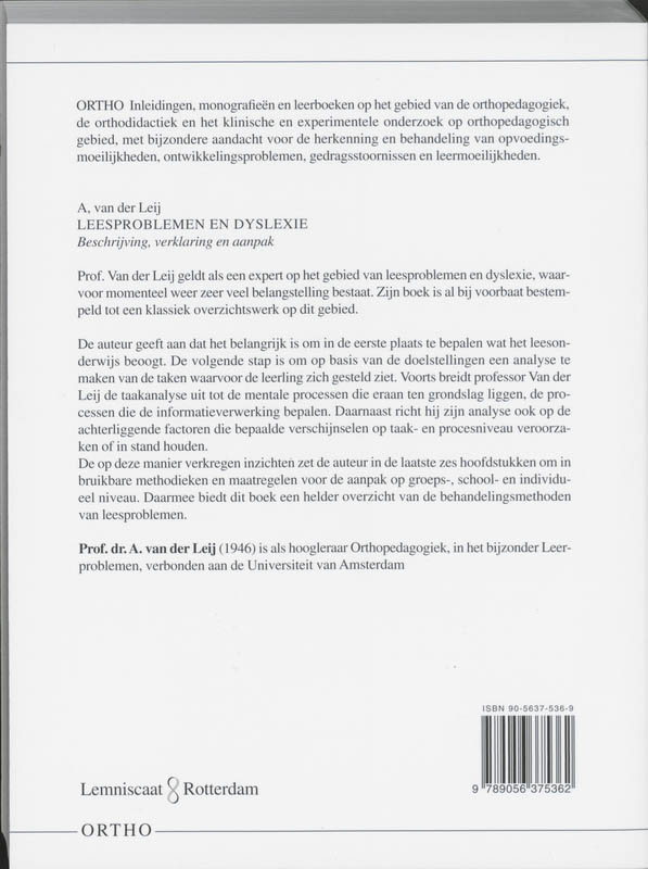 Achterkant van Leesproblemen en dyslexie