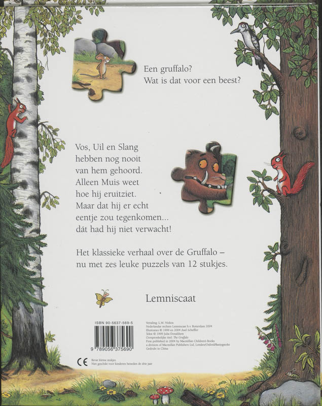 Achterkant van Het Gruffalo-puzzelboek