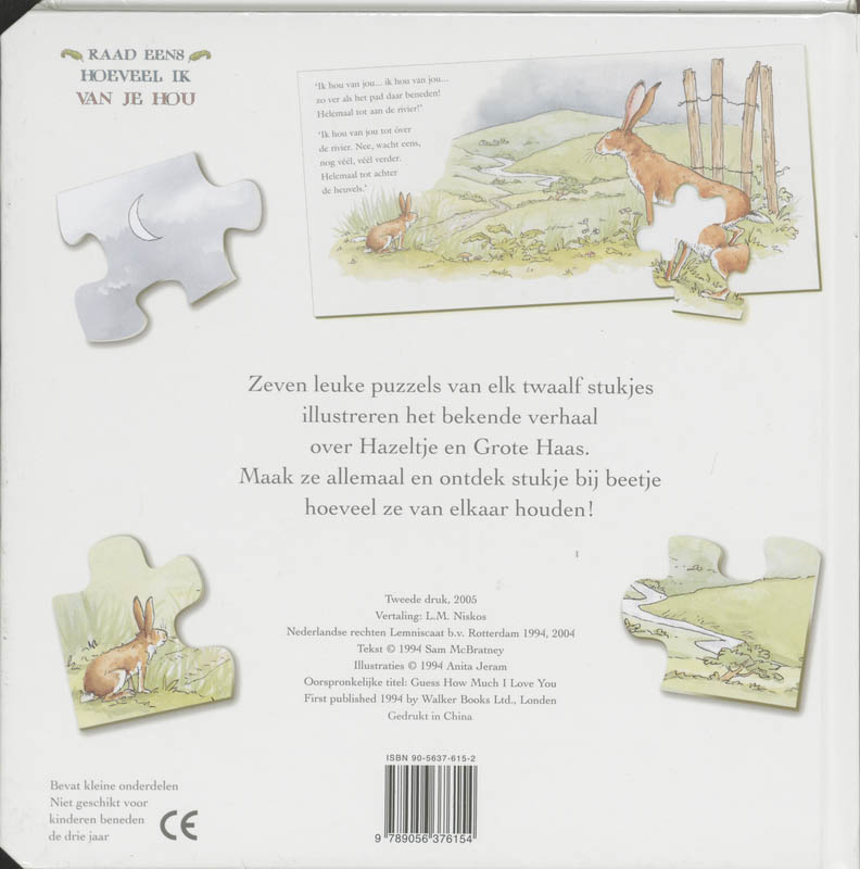 Achterkant van Raad eens hoeveel ik van je hou puzzelboek