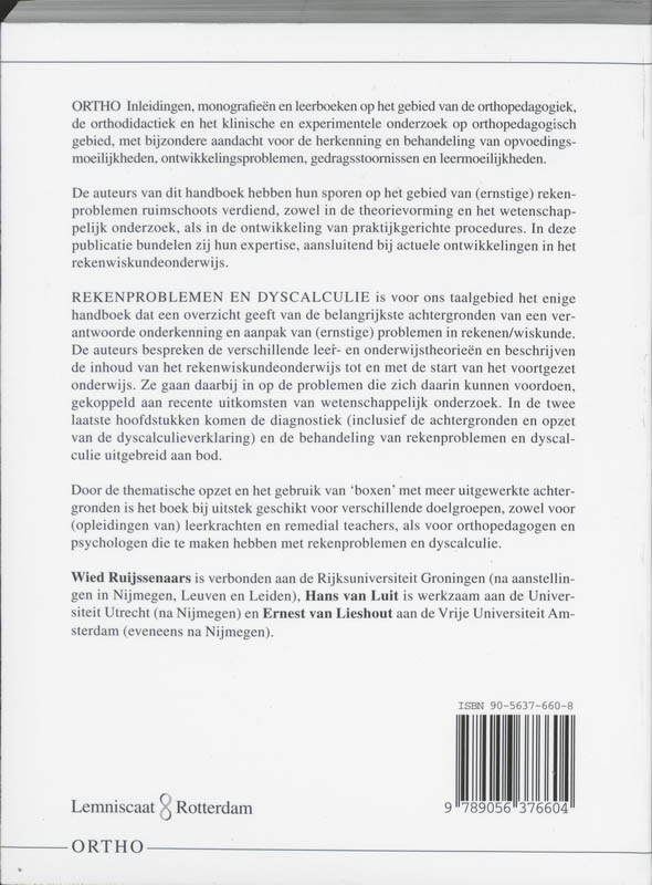 Achterkant van Rekenproblemen en dyscalculie