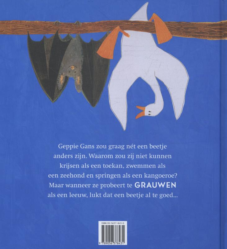 Achterkant van Gekke Geppie Gans