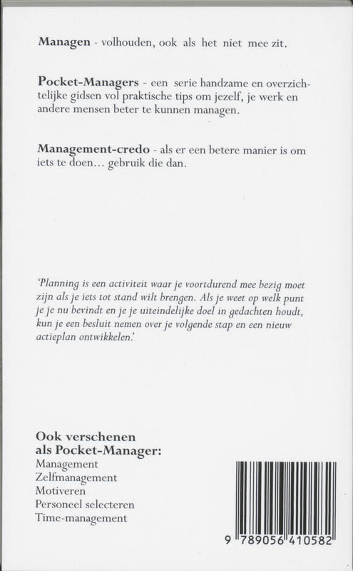 Achterkant van Planning