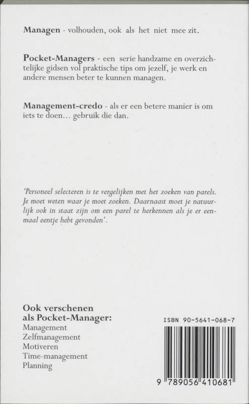 Achterkant van Personeel selecteren