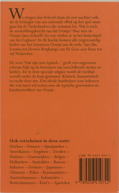 Achterkant van Dat is nou typisch Oranje