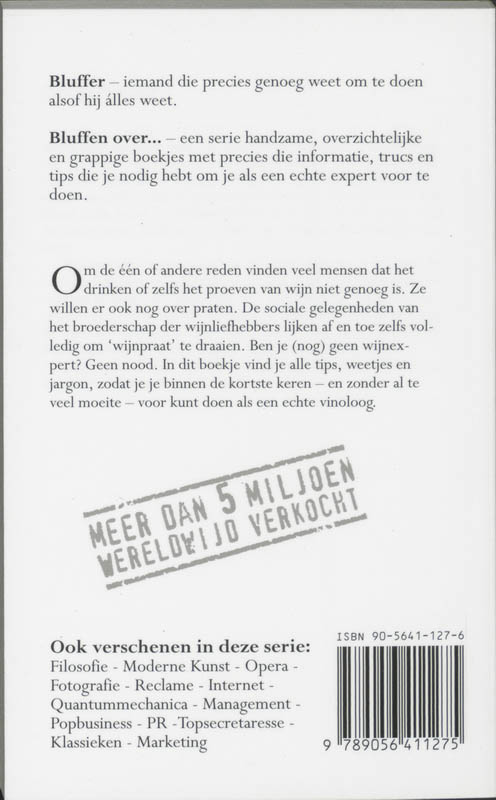 Achterkant van Bluffen over wijn