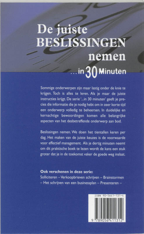Achterkant van De juiste beslissingen nemen