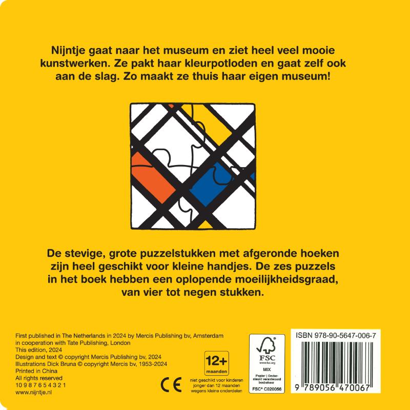 Achterkant van puzzelboek nijntje de kunstenaar